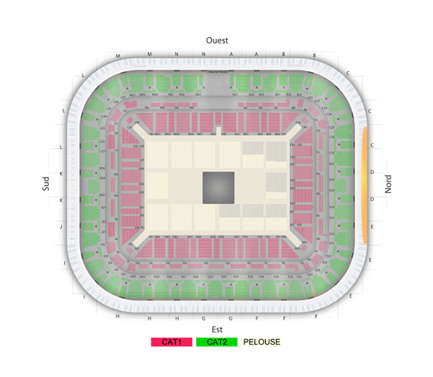 Le plan des espaces pour INDOCHINE au Stade Pierre Mauroy