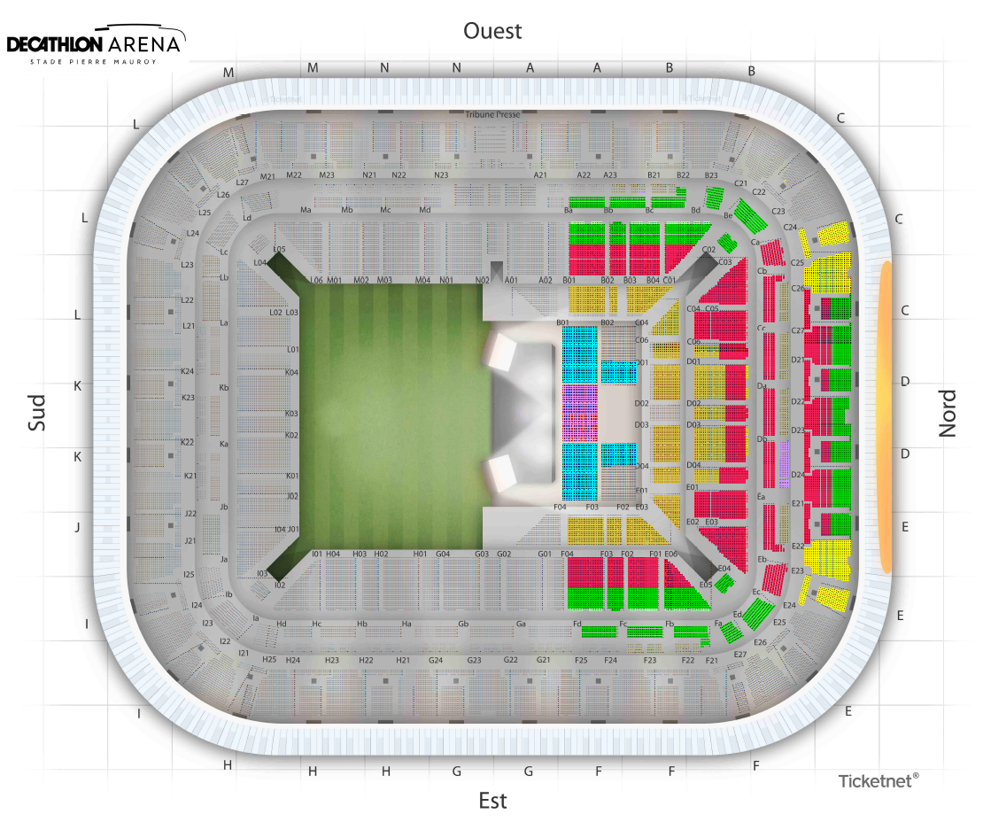 Le plan des espaces pour BIGFLO & OLI à la Decathlon Arena Stade Pierre Mauroy